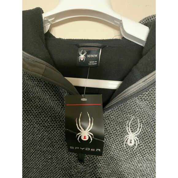Spyder Speed Stretch Hooded Waffle Fleece Jacket Charcoal Gray - NWT - Picture 6 of 6